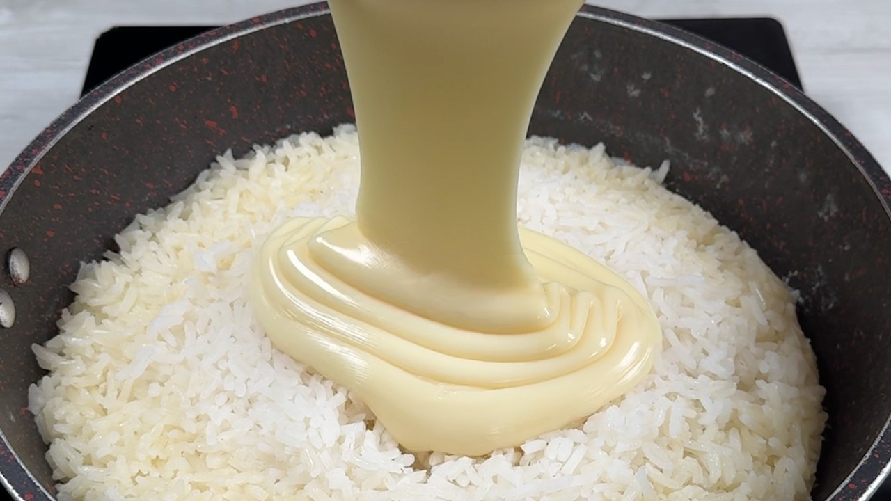 Adicione leite condensado no arroz e você vai querer fazer isso todos os dias!