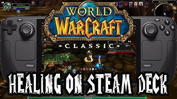 Healing a dungeon on Steam Deck Consoleport, World of Warcraft Classic (Shammy).
