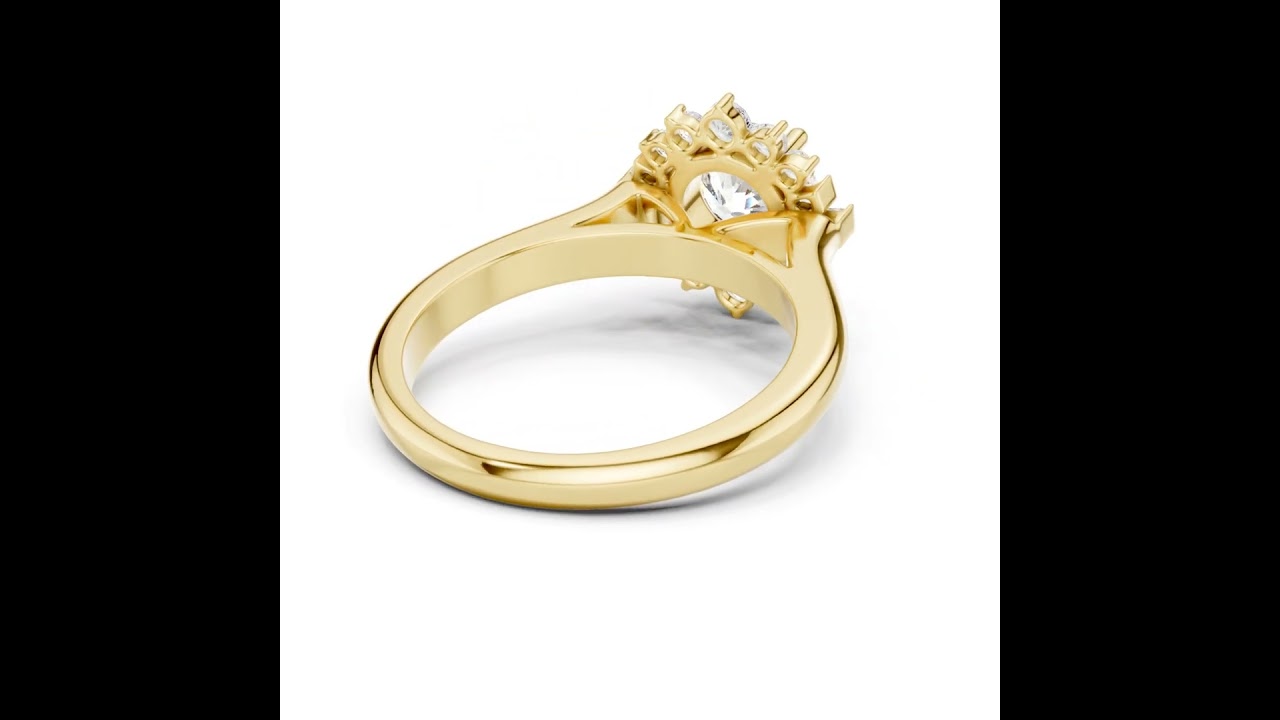 Round Diamond Floral Halo Engagement Ring
