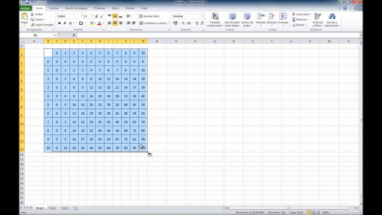 Excel 2010 Como Hacer Las Tablas De Multiplicar YouTube