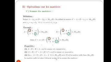 Calcul matriciel - Partie 2  ( Somme des matrices et multiplication par un scalaire )