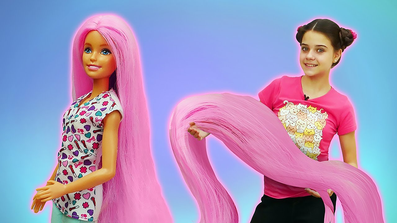 Кукла Барби хочет новую прическу - красит и наращивает волосы! Видео ...