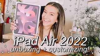 iPad Air 2022 *M1* UNBOXING + SETUP! iPad Air 5th Gen in PINK!  (+ iPad Air REVIEW!)