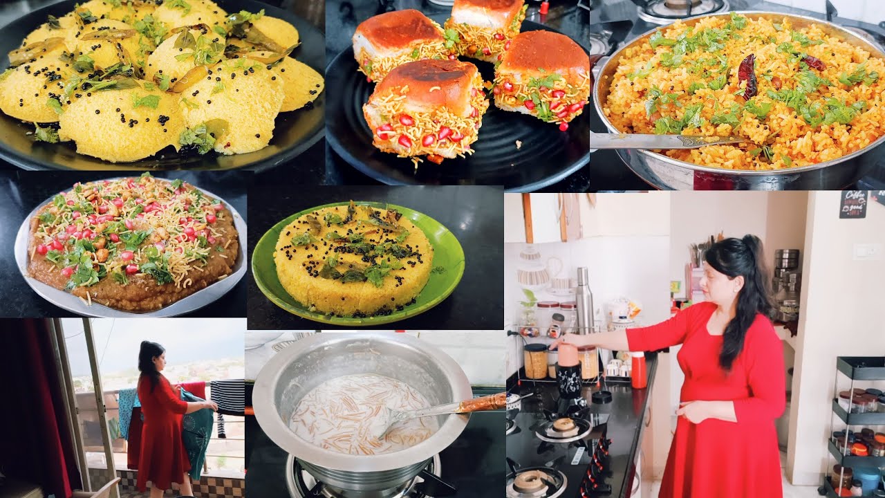 Morning to Evening Routine Sunday vlog+ Grocery /spongy Dhokla, Tomato Rice🍅🍛,Meethi sevaiya,Dabeli🍔