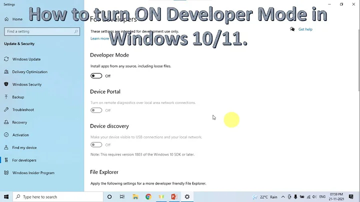 How to turn ON Developer Mode in Windows 10/11.