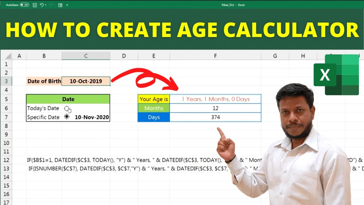 How To Make An Age Calculator In Excel Hindi Use Formula To How To Make An Age Calculator In Excel Hindi Use Formula To