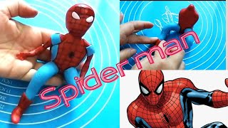 How to make a spiderman figure with sugar paste طريقة عمل مجسم اسبيدر مان بعجينه السكر