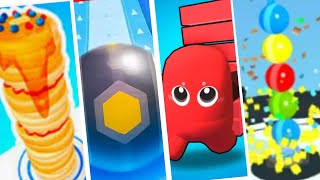 Pancake Run vs Action Ball vs Bridge Race vs Stack Rider I All level gameplay Android, IOS