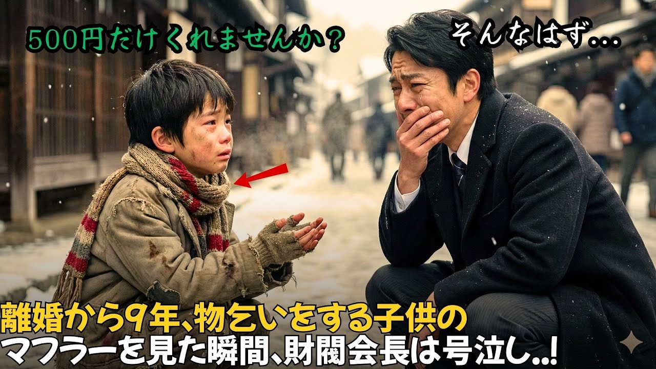 離婚から9年、路上で物乞いをする子供の「自分の名前が刺繍されたマフラー」を見た瞬間、財閥会長は胸を叩いて号泣し…｜感動する話｜人生の教訓