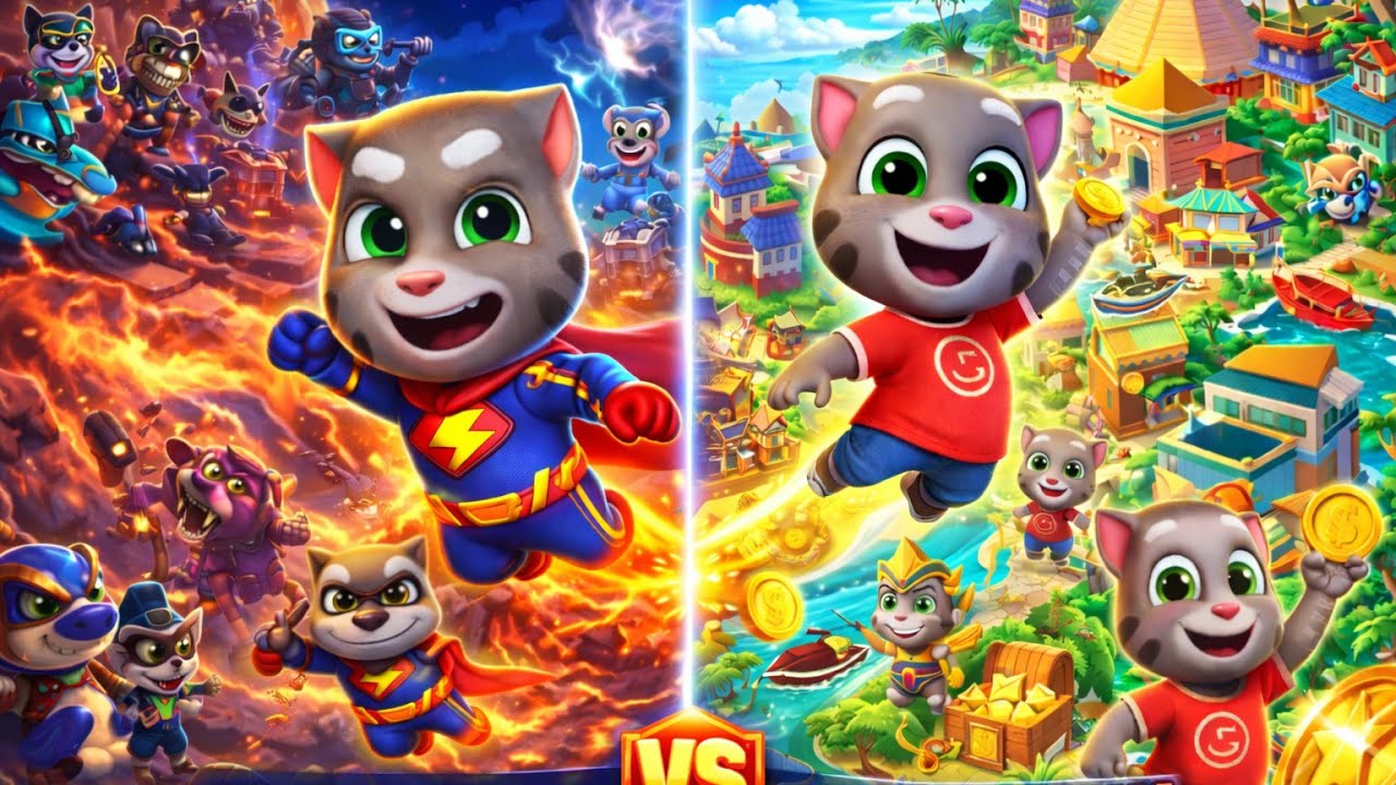 Different worlds different emotions...All worlds in single frame,Two Videos,Tom hero vs Tom gold run