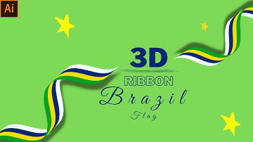 Twisted  3D Ribbon in Adobe Illustrator || Brazil Flag Ribbon || #twisted #graphicdesign