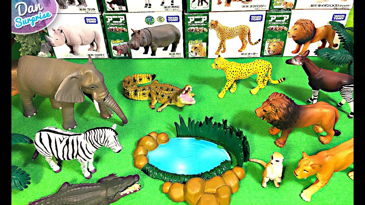 Wild Animals Collection from Takara Tomy - Elephant, Zebra, Lion,  Crocodile, Tiger, Okapi 