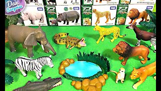 Wild Animals Collection from Takara Tomy - Elephant, Zebra, Lion, Crocodile, Tiger, Okapi
