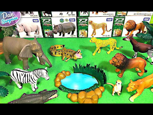 Wild Animals Collection from Takara Tomy - Elephant, Zebra, Lion,  Crocodile, Tiger, Okapi 