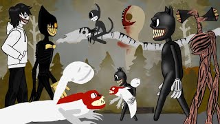 Cartoon Cat Vs Bendy, Long Horse, Bridge Worm, Scp 173, Jeff Killer, Siren Head + More [DC2]