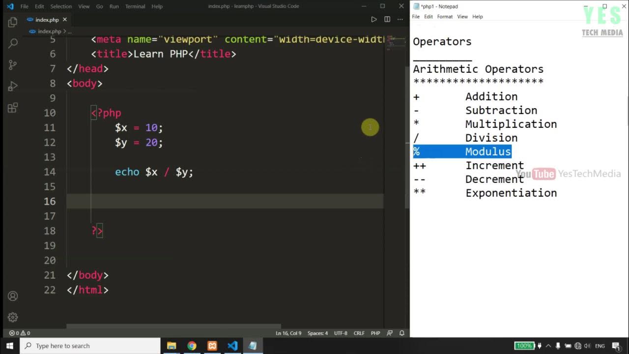 Arithmetic Operators | PHP Malayalam Tutorial | Part 6 of 22 | - YouTube