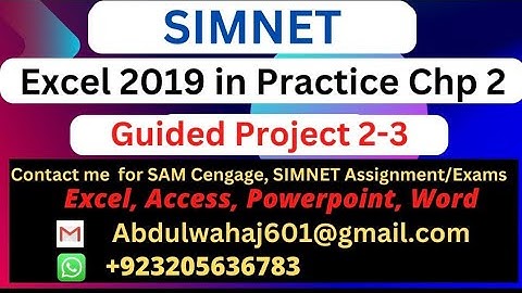SIMNET Excel 2019 chp 2 Guided Project 2-3