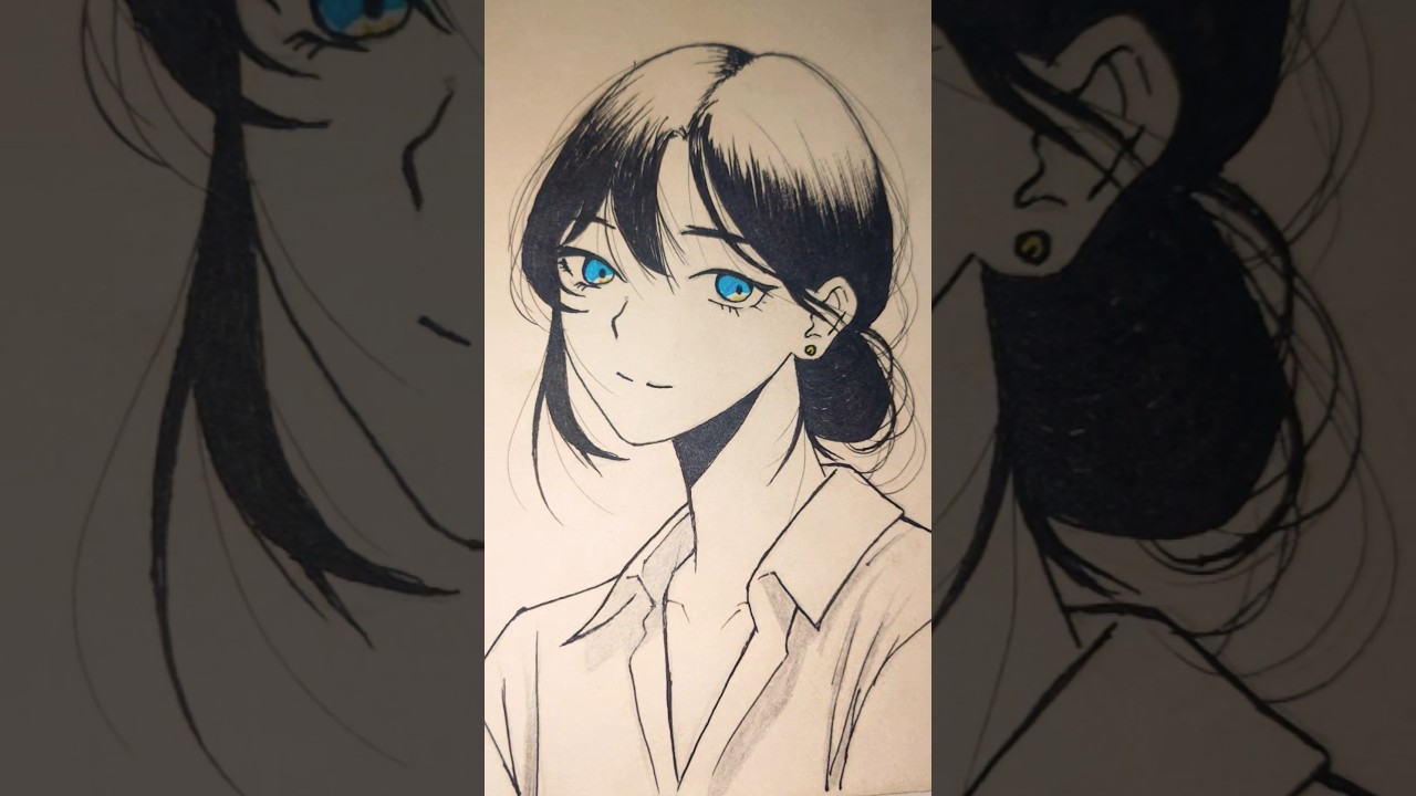 this is how I draw woman with blue eyes 🥰👌