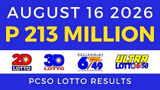 Lotto Result Today 9PM August 16 2026 PCSO