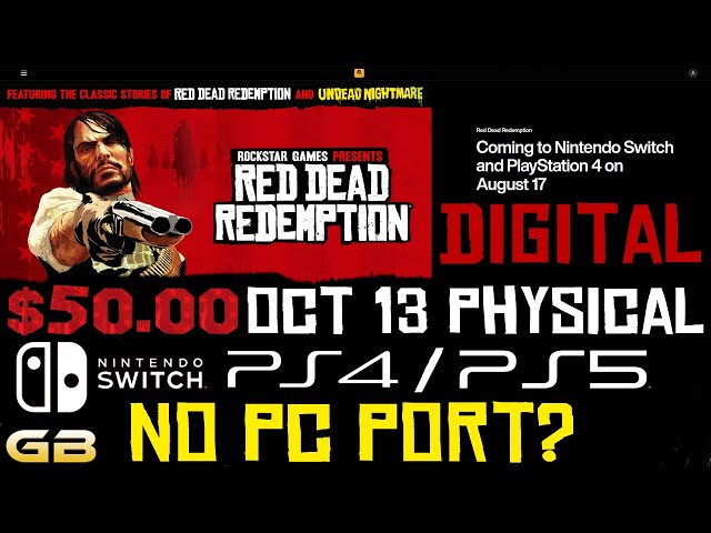 Red Dead Redemption PS4 And Switch Port Announced By Rockstar