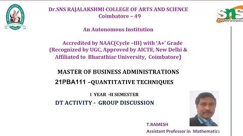 DT Activity  Group Discussion | Quantitative Techniques | SNS Institutions