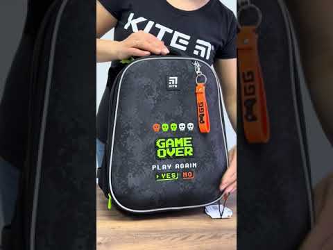 Рюкзак шкільний каркасний Kite Education Game Over 38x29x16 см 16 л, 130-145 см, чорний (K24-531M-6), відео 1