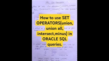 How to use SET OPERATORS in ORACLE SQL #oracledatabase #oraclesql #dbms #oraclesqlfundamentals
