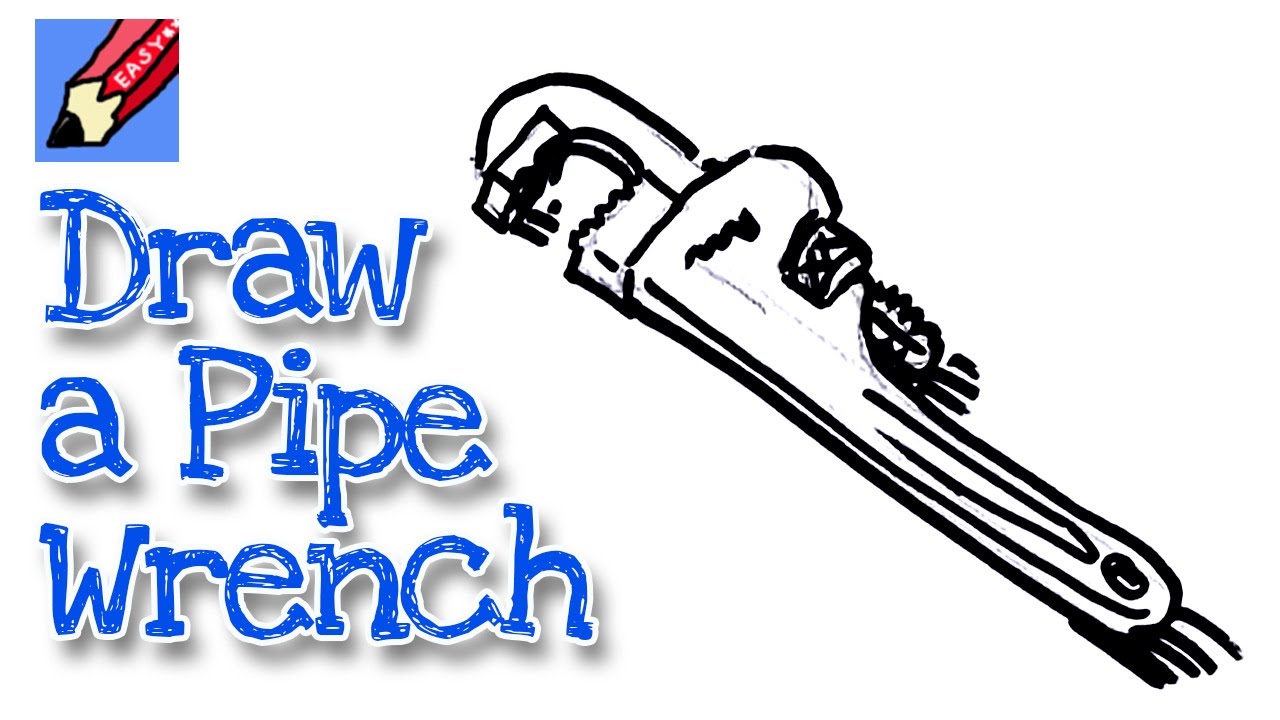 How To Draw A Pipe Wrench Real Easy For Kids And Beginners Youtube