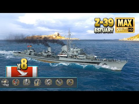 Destroyer Z-39: MVP on map Estuary - World of Warships