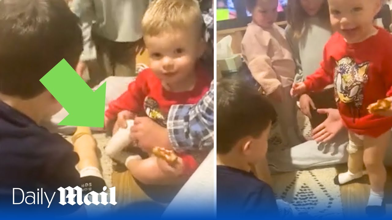 Baby boy laughs after trying on prosthetic leg for first time
