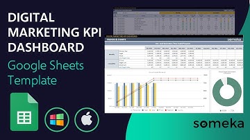 Digital Marketing KPI Dashboard Google Sheets Template | Measure Key Metrics for SEO, Social and PPC