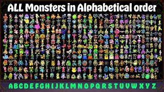 ALL MONSTERS by Alphabetical order - Common, Rare & Epic (My Singing Monsters)