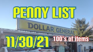 Dollar General penny list for 11\/30\/21 hundreds of items will be a $0.01