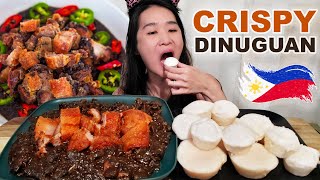 CRISPY PORK BLOOD STEW & PUTO MUKBANG! Filipino Crispy Dinuguan & Steamed Rice Cakes - Pinoy ASMR