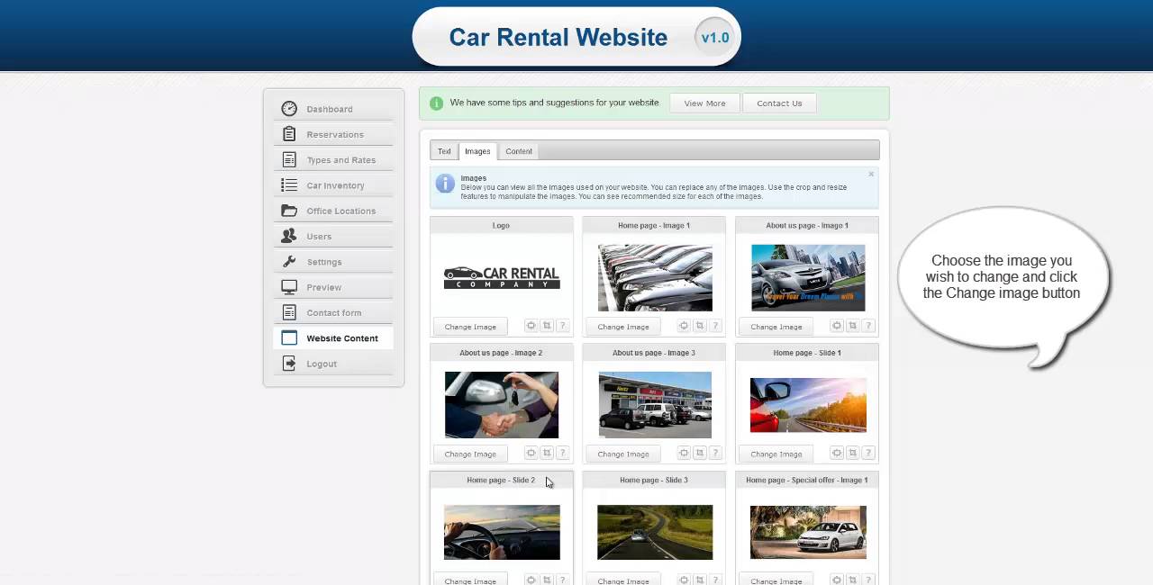 Car Rental Website 1.1 - Change Home Slider Images