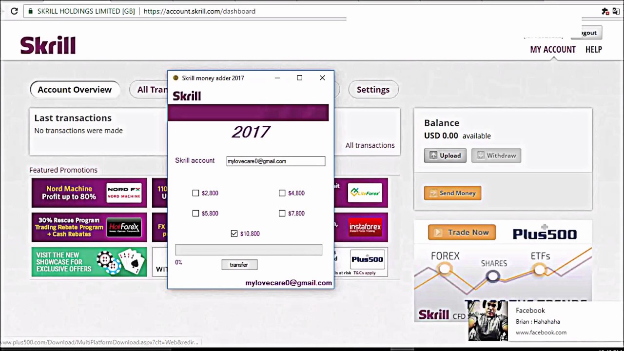skrill Money Adder 2017 100% Pure Live Proof