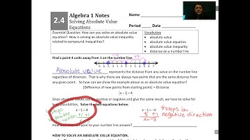 Algebra 1 - Lesson 2.4 Video Notes