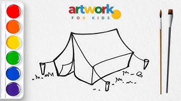 How to Draw Camping Tent Easy | Drawing Tutorial for Beginners