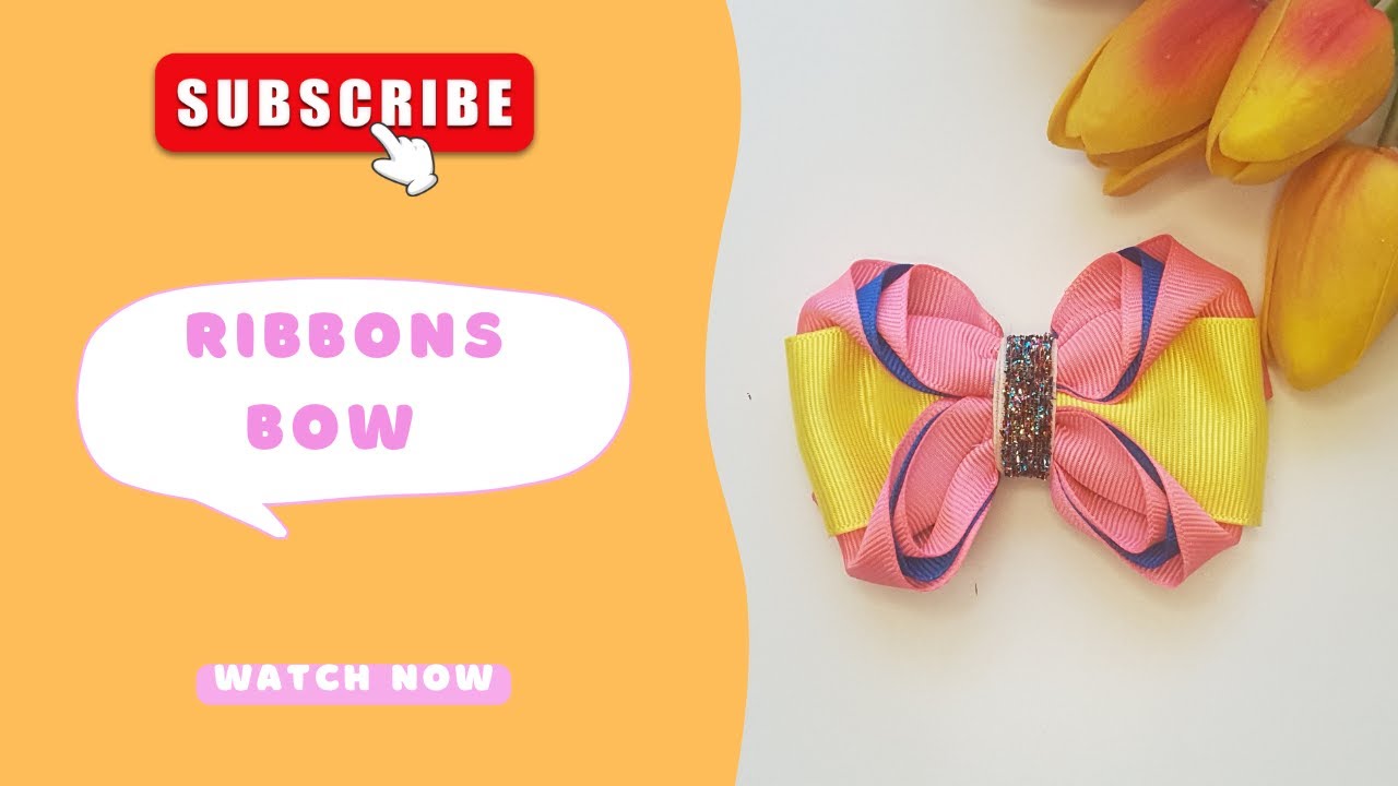 Easy and beautiful ribbon bow🎀🎀🎀 How to make a ribbon hair bow YouTube