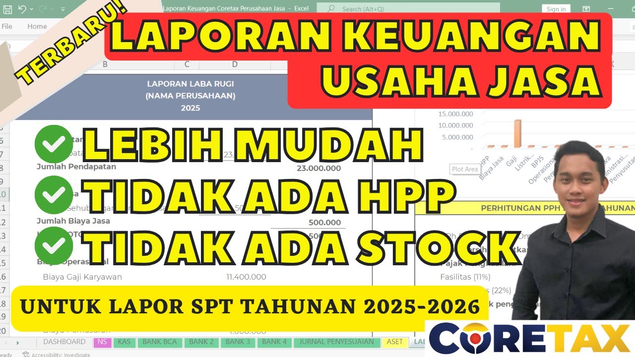 (MUDAH DIPAHAMI) Cara Membuat Laporan Keuangan Perusahaan Jasa untuk Lapor SPT Tahunan di Coretax