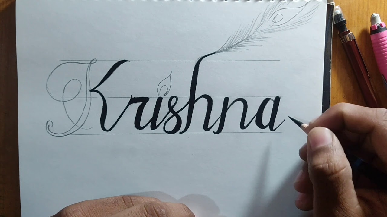 Krishna name font style | with charcol pencil | KRISHNA_S.K.V ART ...