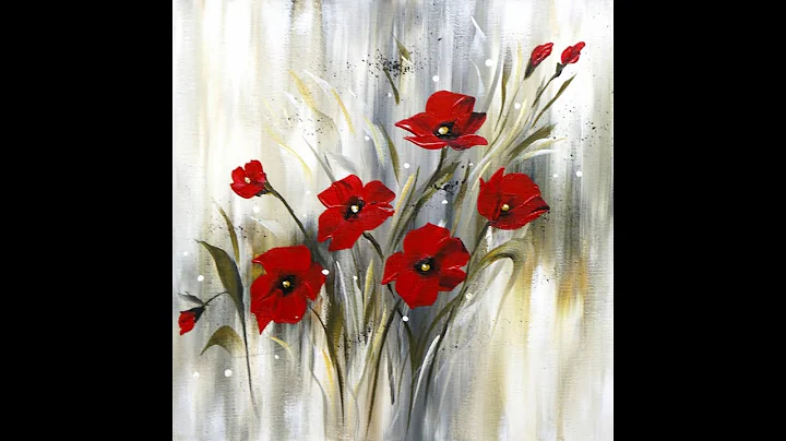 Red Flowers, Acrylic Painting, Simple Brush Stroke...