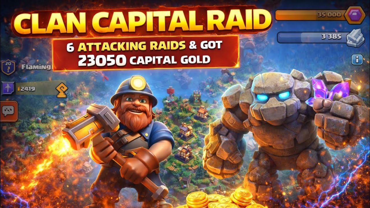 Clan Capital Raid | super miner and mountain Golem 
