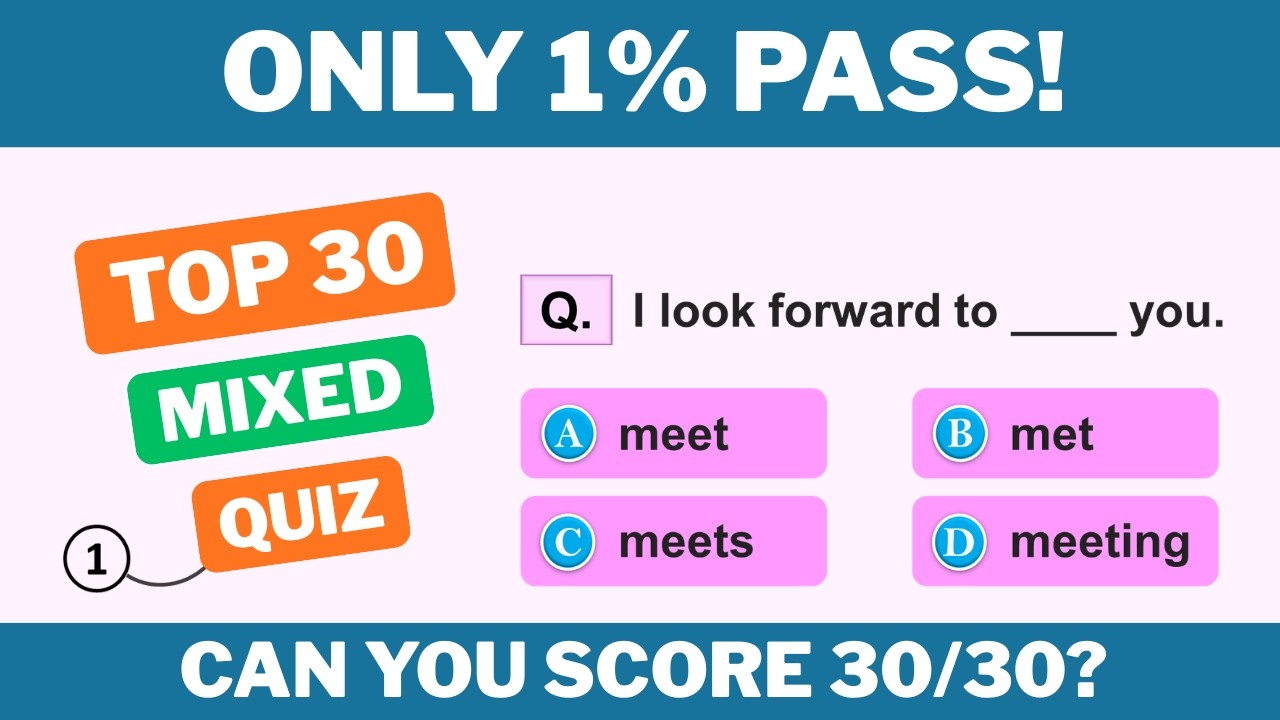 Most Challenging Mixed Grammar Quiz | Can You Get 30/30?