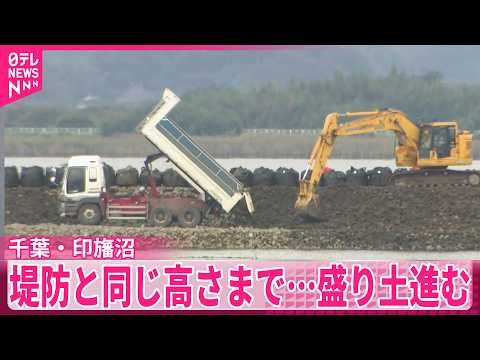 【千葉･印旛沼】台風25号の影響で堤防が決壊  堤防と同じ高さまで…盛り土作業進む