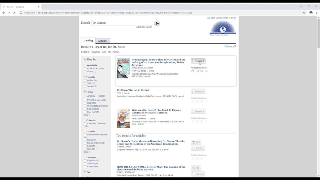 How to request a book from the library online. - YouTube