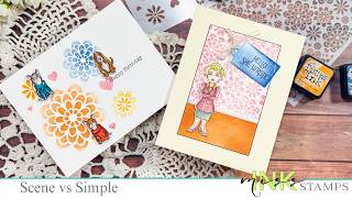 Easy Cardmaking Ideas with Stencils | Scene Card + CAS Card