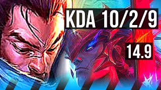 YASUO vs YONE (MID) | 10/2/9, Legendary, 700+ games | KR Diamond | 14.9