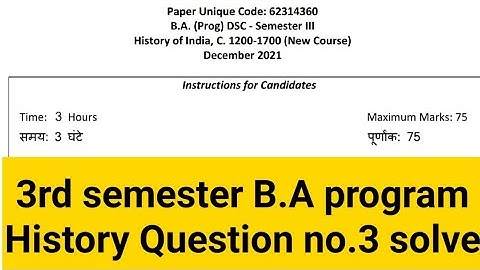 sol du B.A programme History Question No.3 Solve 3rd semester3