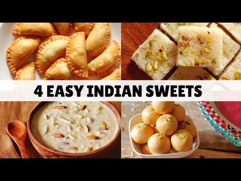 4 Indian Sweets Recipes for Festivals   Gujiya Coconut Barfi Besan Ladoo Rice Kheer